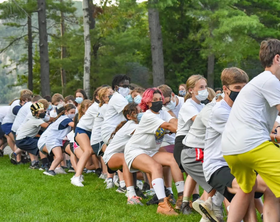 a group of people in a field