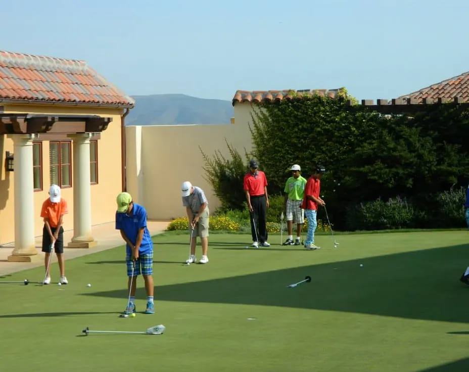 a group of people playing golf