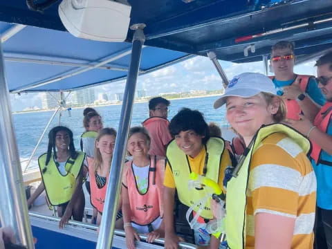 a group of people on a boat