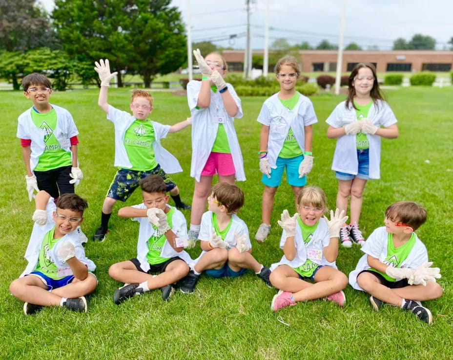 a group of children in a field