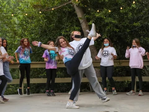 a group of people dancing