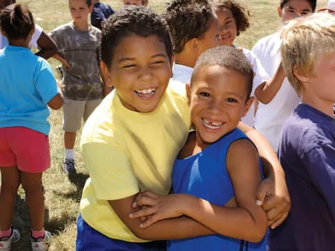 a group of children smiling