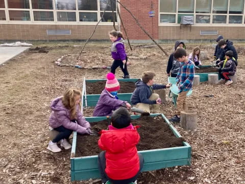 children playing in a garden