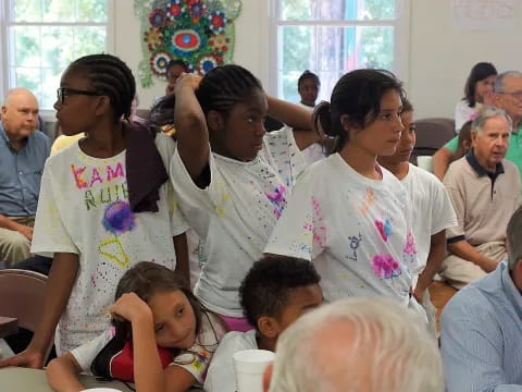 a group of people in a room