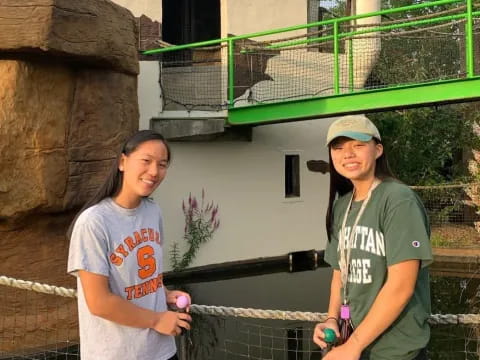 a couple of women smiling