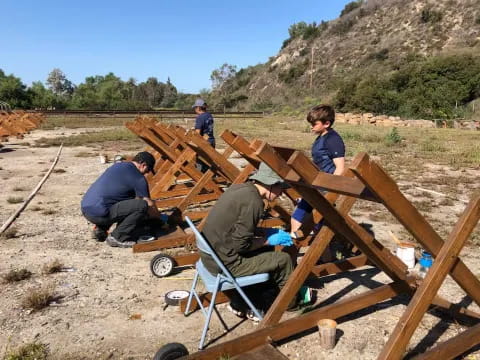 a group of people outside
