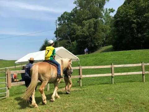 a couple of people riding horses