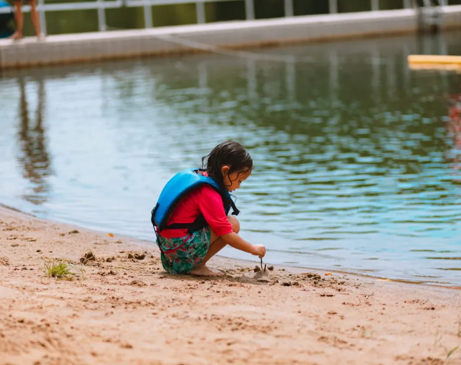 a girl playing in the water