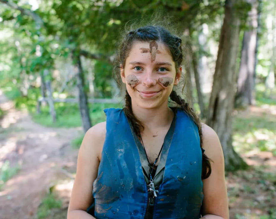 a woman with a painted face
