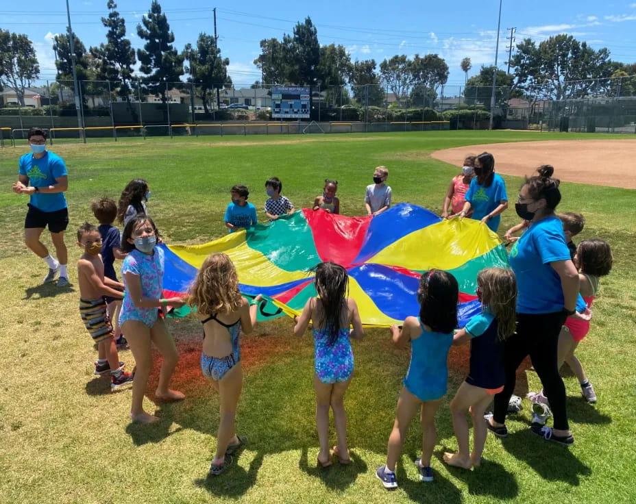 a group of people playing a game
