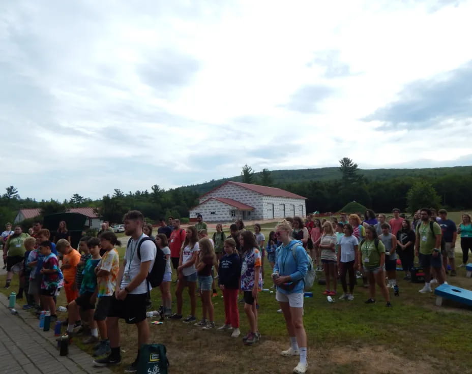 a group of people standing outside