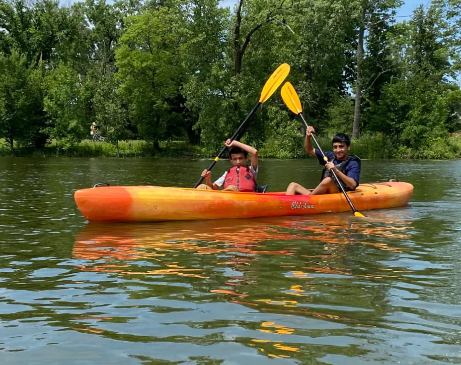 two people in a canoe