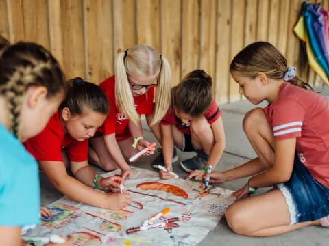 a group of children painting