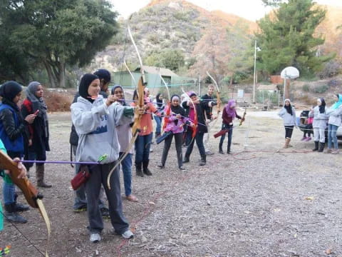 a group of people outside