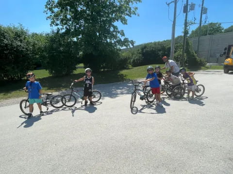 a group of people on bicycles