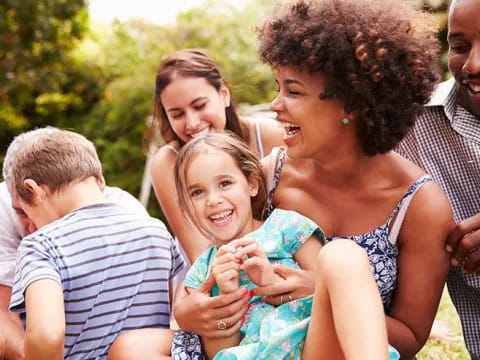 a group of people smiling