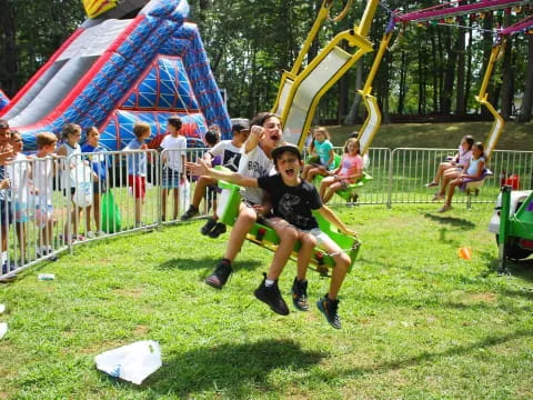 a couple of boys playing football
