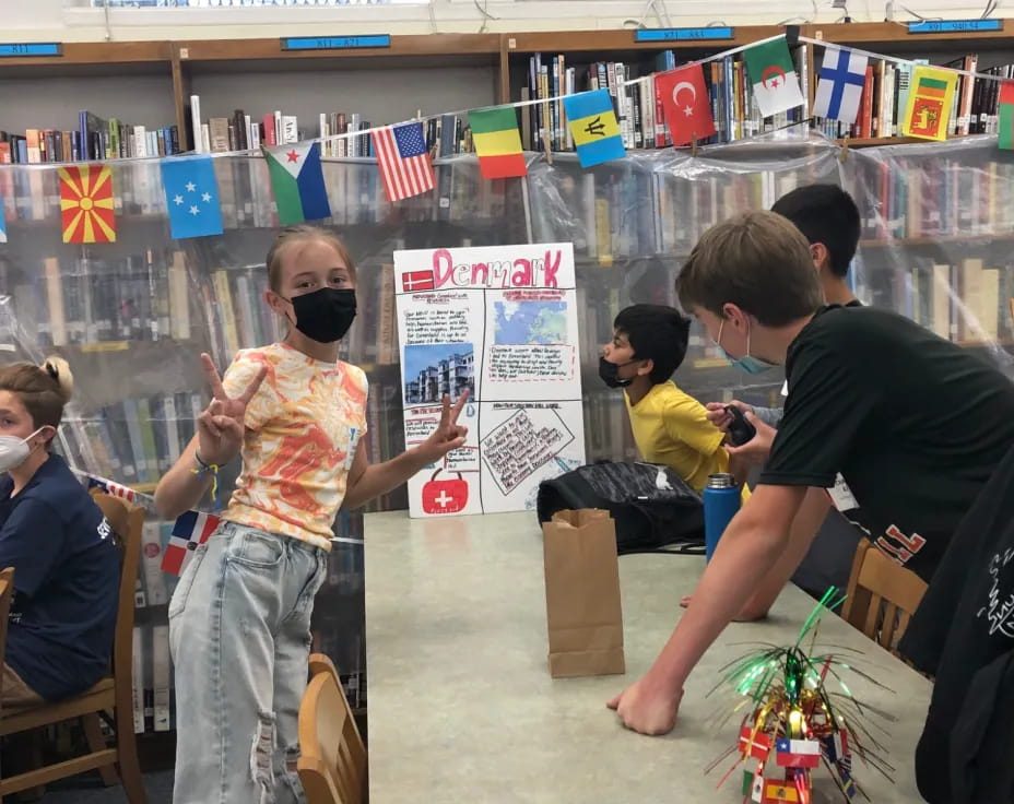 a group of people in a classroom