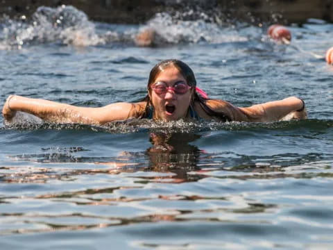 a person swimming in water