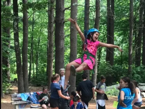 a girl jumping in the air