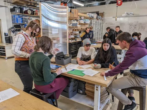 a group of people in a room