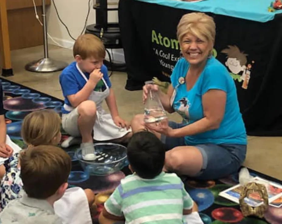 a person and several children