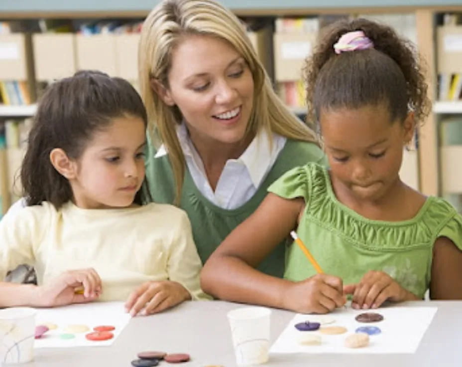 a person and two children