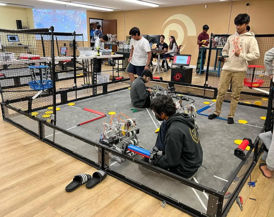 a group of people in a gym