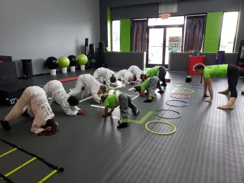 a group of people in a room