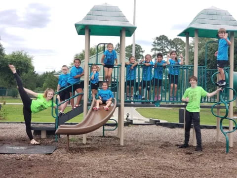 a group of people on a playground