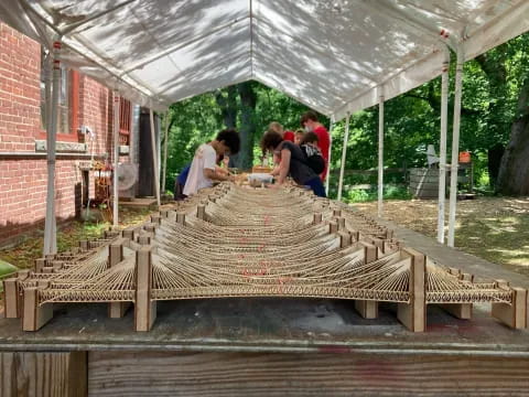 a group of people outside