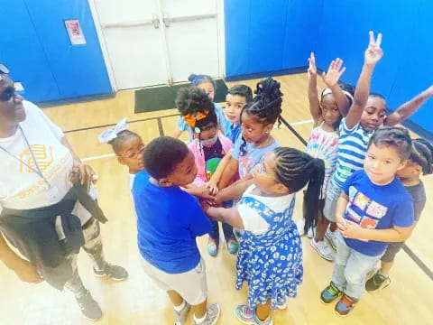 a group of children in a gym