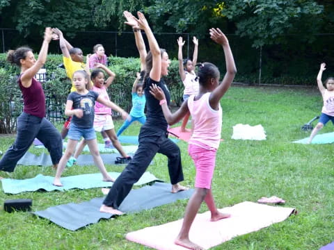 a group of people exercising