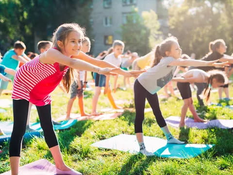 a group of people exercising