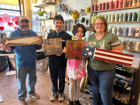a group of people holding signs