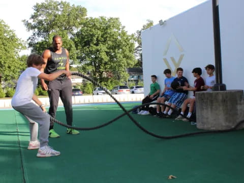 a group of people playing golf