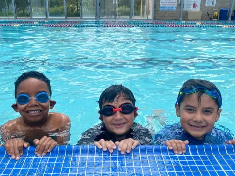 a group of boys in a pool