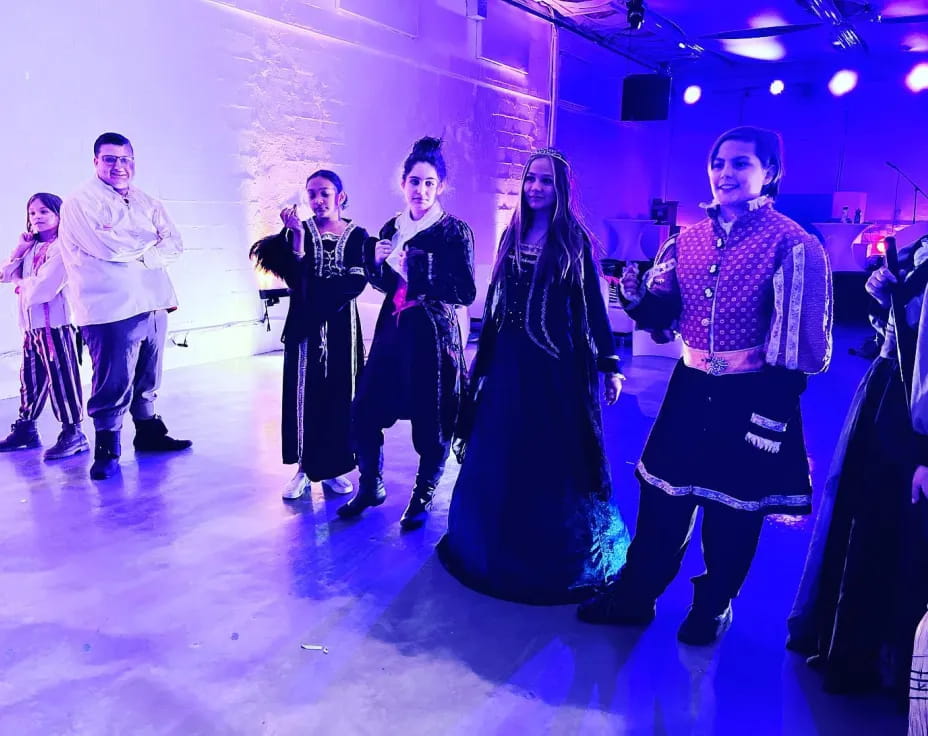 a group of people dancing