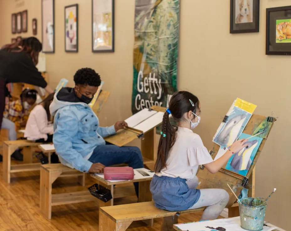 a group of people in a classroom
