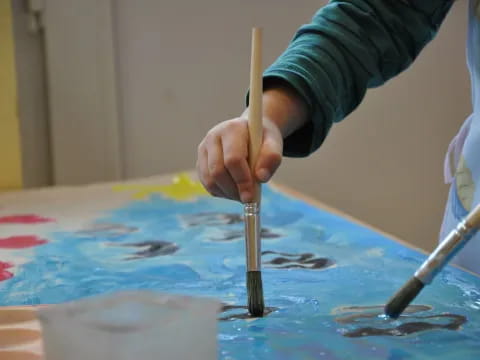a person painting a picture