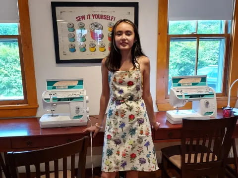 a woman standing in a room