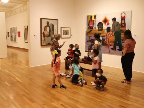 a group of people in a room