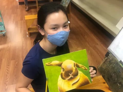 a girl wearing a mask