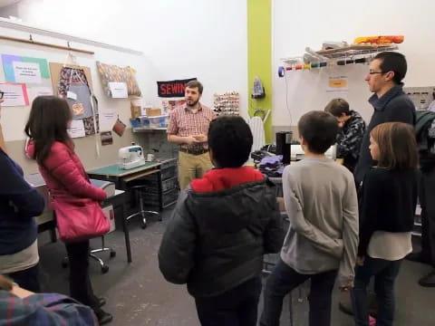 a group of people in a room