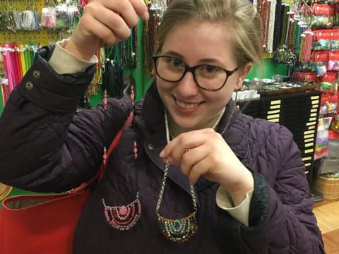 a woman wearing glasses