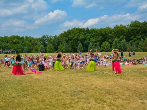 a group of people in a field