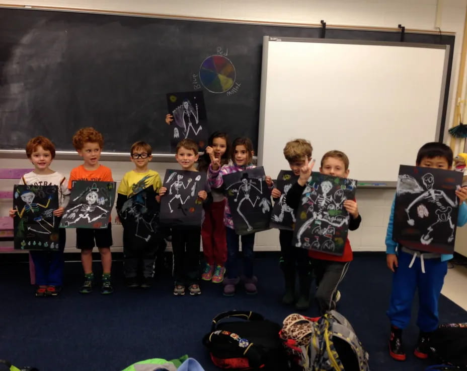 a group of children in a classroom