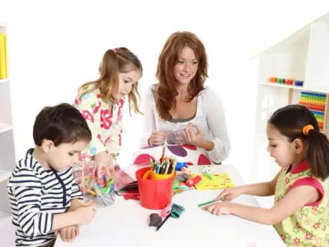 a person and several children