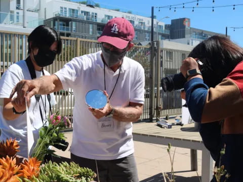 a man holding a bowl of food