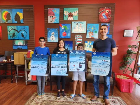 a group of people holding posters